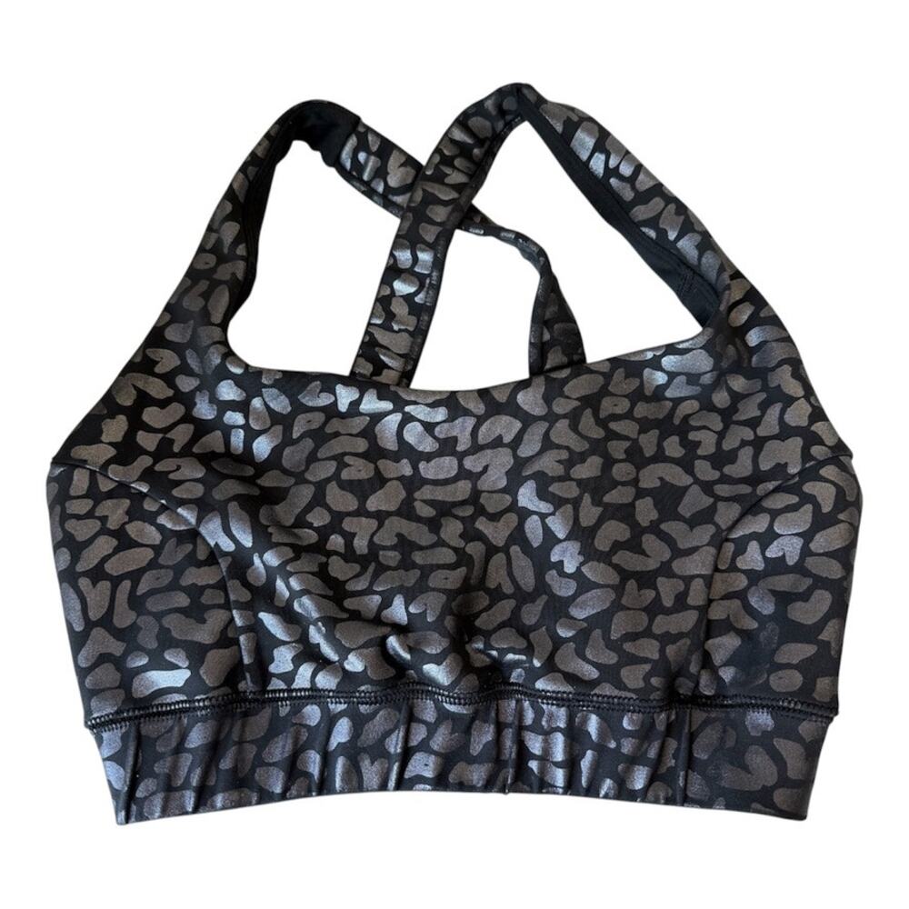 IVL Collective Chi Chi Animal Print Black Shimmer Power Sports Bra Size 8